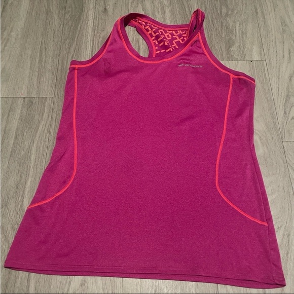 Brooks Pink Tank Top with Orange Accents - Picture 1 of 3